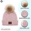 image:imageFunky Junque Womens Pom Pom Beanie  Soft Knit Winter Hats for Women amp Teens Warm Fashionable Beanie with Faux Fur PomsRose  Diagonal Stripes