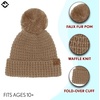 image:imageFunky Junque Womens Pom Pom Beanie  Soft Knit Winter Hats for Women amp Teens Warm Fashionable Beanie with Faux Fur PomsTaupe  Waffle Knit