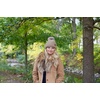 image:imageFunky Junque Womens Pom Pom Beanie  Soft Knit Winter Hats for Women amp Teens Warm Fashionable Beanie with Faux Fur PomsTaupe  Waffle Knit
