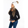 image:imageFunky Junque Womens Pom Pom Beanie  Soft Knit Winter Hats for Women amp Teens Warm Fashionable Beanie with Faux Fur PomsWhite  Diagonal Stripes