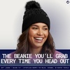image:imageFunky Junque Womens Puffer Beanie  Stylish Fleece Lined Waterproof Winter Hat with Faux Fur Pom Pom Trendy Cozy AccessoryBlack
