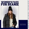 image:imageFunky Junque Womens Puffer Beanie  Stylish Fleece Lined Waterproof Winter Hat with Faux Fur Pom Pom Trendy Cozy AccessoryBlack