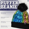 image:imageFunky Junque Womens Puffer Beanie  Stylish Fleece Lined Waterproof Winter Hat with Faux Fur Pom Pom Trendy Cozy AccessoryBlackMulticolor