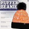image:imageFunky Junque Womens Puffer Beanie  Stylish Fleece Lined Waterproof Winter Hat with Faux Fur Pom Pom Trendy Cozy AccessoryBlackOrange