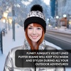 image:imageFunky Junque Womens Puffer Beanie  Stylish Fleece Lined Waterproof Winter Hat with Faux Fur Pom Pom Trendy Cozy AccessoryBlackSilver