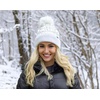 image:imageFunky Junque Womens Puffer Beanie  Stylish Fleece Lined Waterproof Winter Hat with Faux Fur Pom Pom Trendy Cozy AccessoryBlackSilver