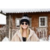 image:imageFunky Junque Womens Puffer Beanie  Stylish Fleece Lined Waterproof Winter Hat with Faux Fur Pom Pom Trendy Cozy AccessoryBlackSilver