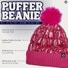 image:imageFunky Junque Womens Puffer Beanie  Stylish Fleece Lined Waterproof Winter Hat with Faux Fur Pom Pom Trendy Cozy AccessoryCandy Pink