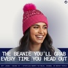 image:imageFunky Junque Womens Puffer Beanie  Stylish Fleece Lined Waterproof Winter Hat with Faux Fur Pom Pom Trendy Cozy AccessoryCandy Pink