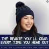 image:imageFunky Junque Womens Puffer Beanie  Stylish Fleece Lined Waterproof Winter Hat with Faux Fur Pom Pom Trendy Cozy AccessoryNavy Blue
