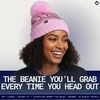 image:imageFunky Junque Womens Puffer Beanie  Stylish Fleece Lined Waterproof Winter Hat with Faux Fur Pom Pom Trendy Cozy AccessoryPink