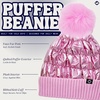 image:imageFunky Junque Womens Puffer Beanie  Stylish Fleece Lined Waterproof Winter Hat with Faux Fur Pom Pom Trendy Cozy AccessoryPink