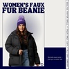 image:imageFunky Junque Womens Puffer Beanie  Stylish Fleece Lined Waterproof Winter Hat with Faux Fur Pom Pom Trendy Cozy AccessoryPurple