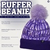 image:imageFunky Junque Womens Puffer Beanie  Stylish Fleece Lined Waterproof Winter Hat with Faux Fur Pom Pom Trendy Cozy AccessoryPurple