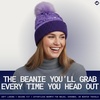 image:imageFunky Junque Womens Puffer Beanie  Stylish Fleece Lined Waterproof Winter Hat with Faux Fur Pom Pom Trendy Cozy AccessoryPurple