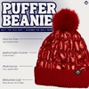image:imageFunky Junque Womens Puffer Beanie  Stylish Fleece Lined Waterproof Winter Hat with Faux Fur Pom Pom Trendy Cozy AccessoryRed