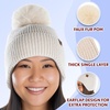 image:imageFunky Junque Womens Ribbed Knit Beanie Hat with Cozy Faux Fur Pom Poms  Winter Colors Neutral Tones Earth TonesBeige