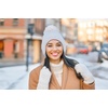 image:imageFunky Junque Womens Ribbed Knit Beanie Hat with Cozy Faux Fur Pom Poms  Winter Colors Neutral Tones Earth TonesBeige