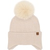image:imageFunky Junque Womens Ribbed Knit Beanie Hat with Cozy Faux Fur Pom Poms  Winter Colors Neutral Tones Earth TonesBeige