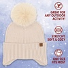 image:imageFunky Junque Womens Ribbed Knit Beanie Hat with Cozy Faux Fur Pom Poms  Winter Colors Neutral Tones Earth TonesBeige