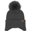 image:imageFunky Junque Womens Ribbed Knit Beanie Hat with Cozy Faux Fur Pom Poms  Winter Colors Neutral Tones Earth TonesBlack