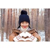 image:imageFunky Junque Womens Ribbed Knit Beanie Hat with Cozy Faux Fur Pom Poms  Winter Colors Neutral Tones Earth TonesBlack
