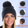 image:imageFunky Junque Womens Ribbed Knit Beanie Hat with Cozy Faux Fur Pom Poms  Winter Colors Neutral Tones Earth TonesBlack