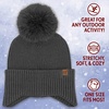 image:imageFunky Junque Womens Ribbed Knit Beanie Hat with Cozy Faux Fur Pom Poms  Winter Colors Neutral Tones Earth TonesBlack