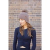 image:imageFunky Junque Womens Ribbed Knit Beanie Hat with Cozy Faux Fur Pom Poms  Winter Colors Neutral Tones Earth TonesMocha