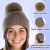 image:imageFunky Junque Womens Ribbed Knit Beanie Hat with Cozy Faux Fur Pom Poms  Winter Colors Neutral Tones Earth TonesMocha
