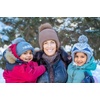 image:imageFunky Junque Womens Ribbed Knit Beanie Hat with Cozy Faux Fur Pom Poms  Winter Colors Neutral Tones Earth TonesMocha