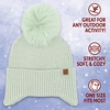 image:imageFunky Junque Womens Ribbed Knit Beanie Hat with Cozy Faux Fur Pom Poms  Winter Colors Neutral Tones Earth TonesSage