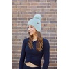image:imageFunky Junque Womens Ribbed Knit Beanie Hat with Cozy Faux Fur Pom Poms  Winter Colors Neutral Tones Earth TonesSage