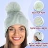 image:imageFunky Junque Womens Ribbed Knit Beanie Hat with Cozy Faux Fur Pom Poms  Winter Colors Neutral Tones Earth TonesSage