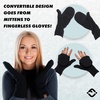image:imageFunky Junque Womens Ribbed Knit Convertible Fingerless Gloves amp Mittens with Finger FlapsBlack