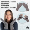 image:imageFunky Junque Womens Ribbed Knit Convertible Fingerless Gloves amp Mittens with Finger FlapsGrey