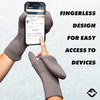 image:imageFunky Junque Womens Ribbed Knit Convertible Fingerless Gloves amp Mittens with Finger FlapsGrey