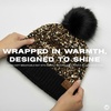 image:imageFunky Junque Womens Sequin Pom Beanies  Soft Knit Sparkly Bling Winter Hats for Women Faux Fur Pom Glitter Sparkle HatChunky Sequin  Black  BlackGold