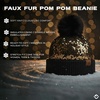 image:imageFunky Junque Womens Sequin Pom Beanies  Soft Knit Sparkly Bling Winter Hats for Women Faux Fur Pom Glitter Sparkle HatChunky Sequin  BlackGold