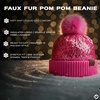 image:imageFunky Junque Womens Sequin Pom Beanies  Soft Knit Sparkly Bling Winter Hats for Women Faux Fur Pom Glitter Sparkle HatChunky Sequin  Hot Pink