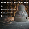 image:imageFunky Junque Womens Sequin Pom Beanies  Soft Knit Sparkly Bling Winter Hats for Women Faux Fur Pom Glitter Sparkle HatChunky Sequin  White