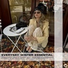 image:imageFunky Junque Womens Sequin Pom Beanies  Soft Knit Sparkly Bling Winter Hats for Women Faux Fur Pom Glitter Sparkle HatSmooth Sequin  Black