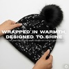 image:imageFunky Junque Womens Sequin Pom Beanies  Soft Knit Sparkly Bling Winter Hats for Women Faux Fur Pom Glitter Sparkle HatSmooth Sequin  Black