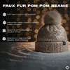 image:imageFunky Junque Womens Sequin Pom Beanies  Soft Knit Sparkly Bling Winter Hats for Women Faux Fur Pom Glitter Sparkle HatSmooth Sequin  Taupe