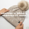 image:imageFunky Junque Womens Sequin Pom Beanies  Soft Knit Sparkly Bling Winter Hats for Women Faux Fur Pom Glitter Sparkle HatSmooth Sequin  Taupe
