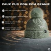 image:imageFunky Junque Womens Sequin Pom Beanies  Soft Knit Sparkly Bling Winter Hats for Women Faux Fur Pom Glitter Sparkle HatSmooth Sequin  Winter Mint