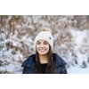 image:imageFunky Junque Womens Winter Detachable Pom Beanie  Warm Knit Hat with Removable Faux Fur Pom Soft Stretch Acrylic Cozy CapBeige