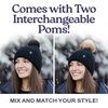 image:imageFunky Junque Womens Winter Detachable Pom Beanie  Warm Knit Hat with Removable Faux Fur Pom Soft Stretch Acrylic Cozy CapBlack
