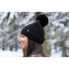 image:imageFunky Junque Womens Winter Detachable Pom Beanie  Warm Knit Hat with Removable Faux Fur Pom Soft Stretch Acrylic Cozy CapBlack