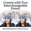 image:imageFunky Junque Womens Winter Detachable Pom Beanie  Warm Knit Hat with Removable Faux Fur Pom Soft Stretch Acrylic Cozy CapDenim